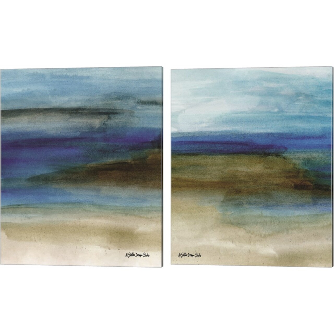 Coastal Abstraction by Stellar Design Studio 12" x 15" Canvas Wall Art (Set of 2)